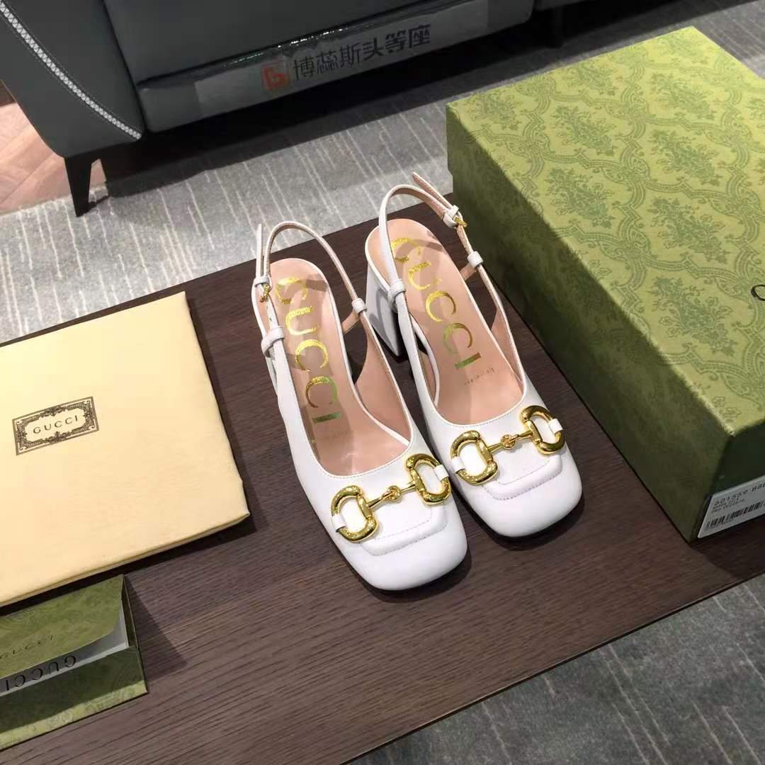 Gvc*1 Women’S Mid Heel Slingback With Horsebit White ‎643892 C9D00 9022
