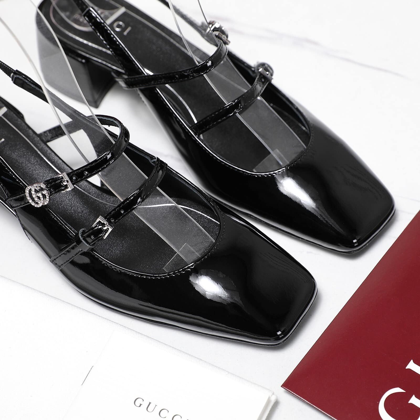 Gvc*1 Women Pump With Double G Black Leather 832474 Bnc80 1000