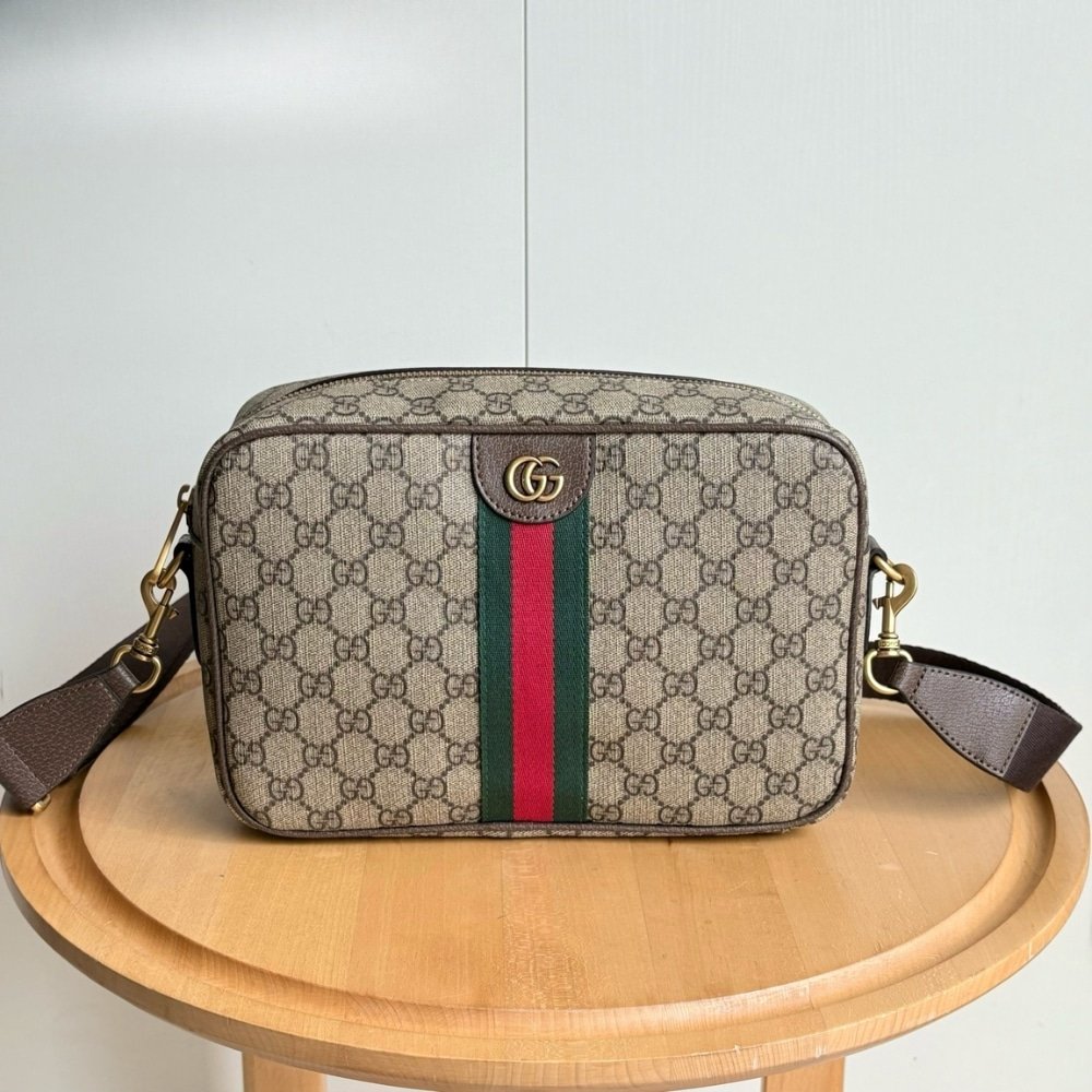 Gvc*1 Ophidia Medium Crossbody Bag Beige And Dark Brown 28Cm 834468 Faeof 9745