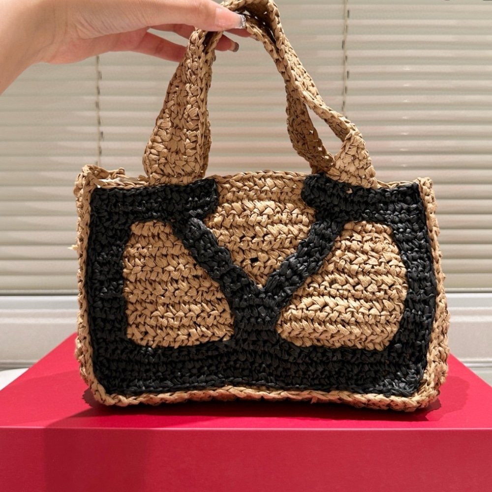 Va1e*ntin0 Garavani Viva S*perstar Small Shopping Bag In Raffia Beige 25Cm 7W2B0S12Qet Ex9