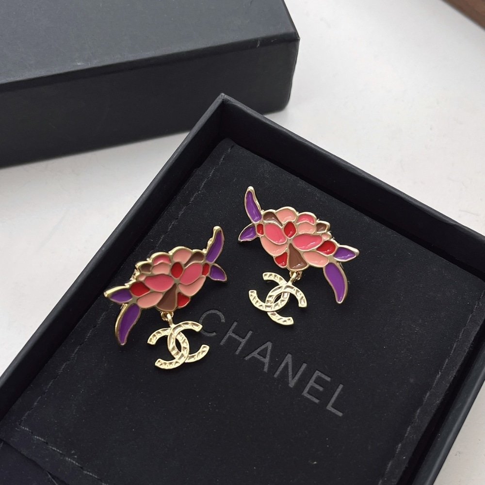 Ch**el Pendant Earrings Gold And Multicolour Abf933 B21129 U2138