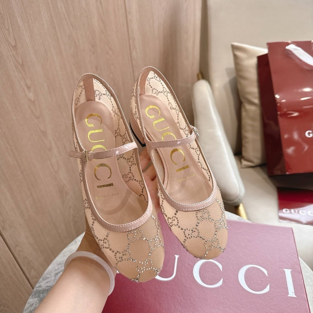 Gvc*1 Women Gg Crystal Ballet Flat Light Pink Mesh 836809 Faeq0 9941