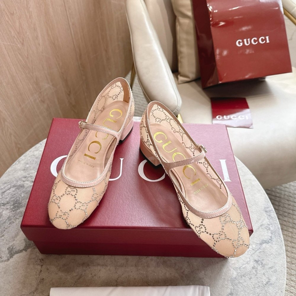 Gvc*1 Women Gg Crystal Ballet Flat Light Pink Mesh 836809 Faeq0 9941
