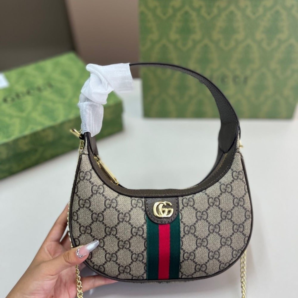 Gvc*1 Ophidia Small Shoulder Bag Beige And Dark Brown Gg Fabric 22Cm 838463 Fae0P 9746