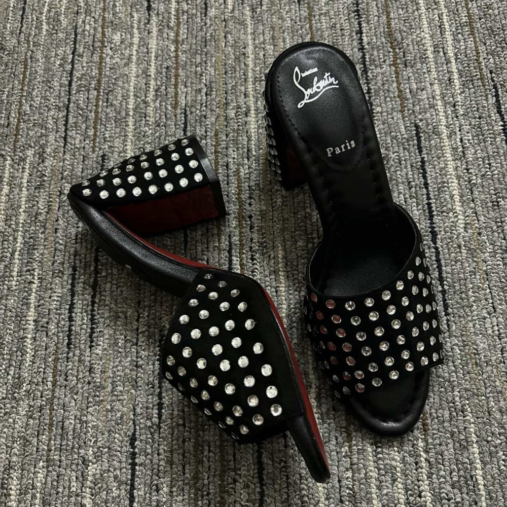 Chr1st1an Louboutin Jane 85 Black Strass Mules 1240729T023