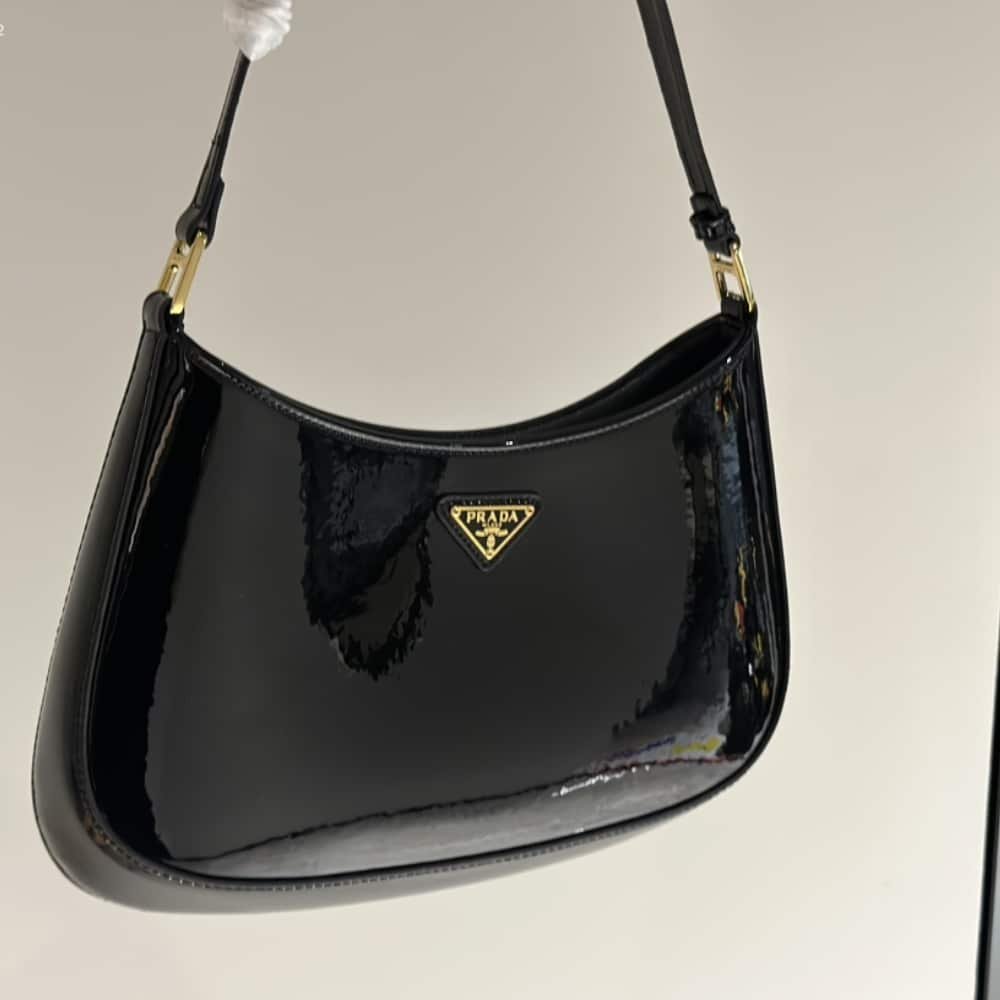 Pra*a Cleo Patent Leather Bag Black 27Cm 1Bc169 069 F03Kj V Hoo