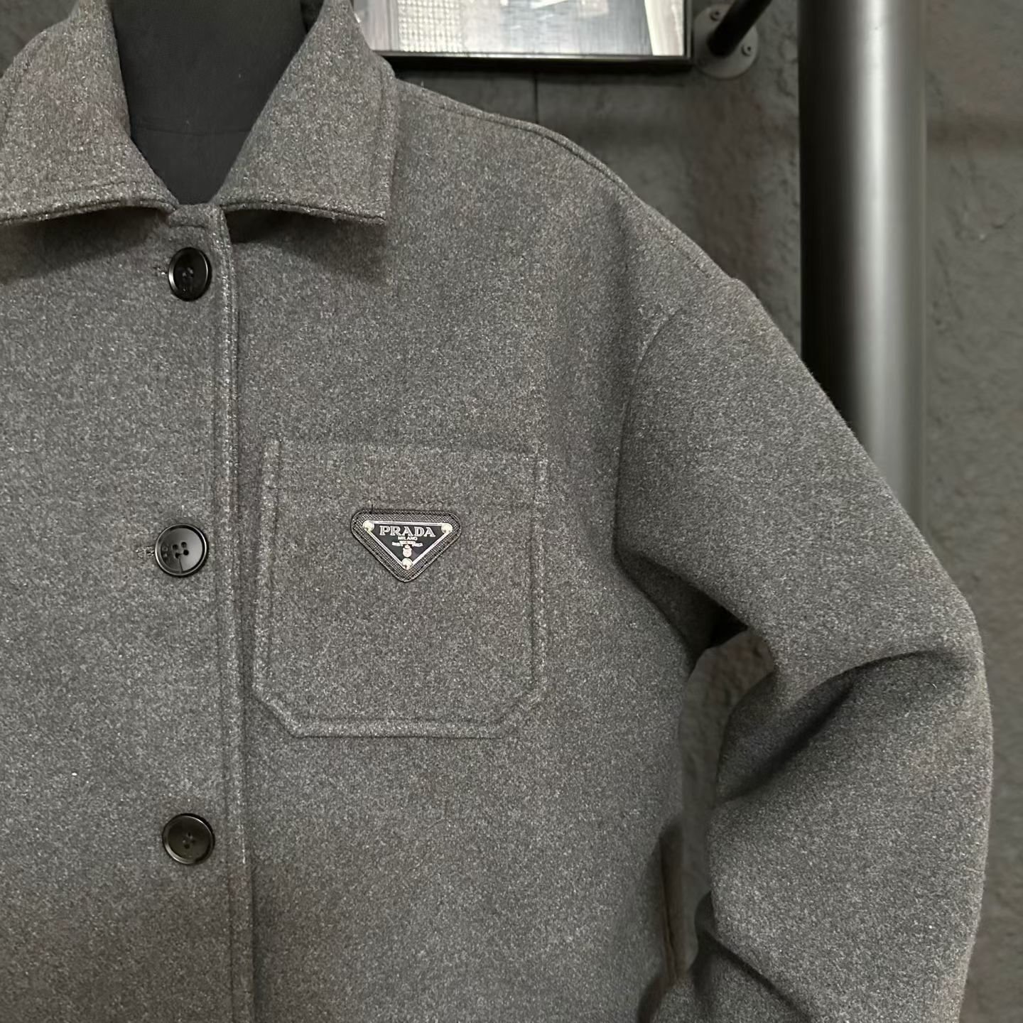 Pra*a Single Breasted Cashgora Coat Gray
