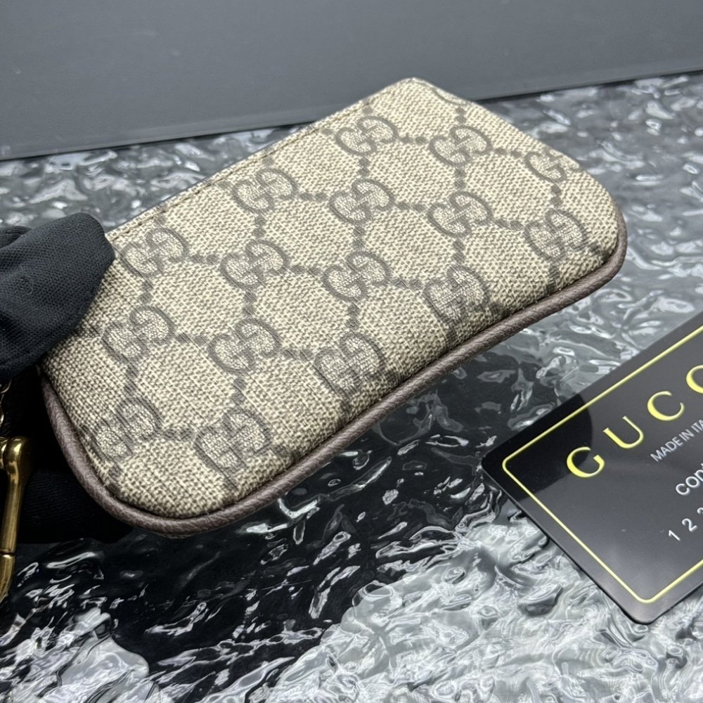 Gvc*1 Gg Svp*me Canvas Wallet Ophidia Key Case Beige And Ebony 12Cm