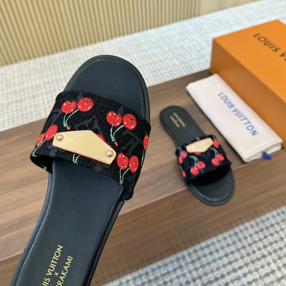 L0vis Vvtt0n X Takashi Murakami Lily Flat Mule Black