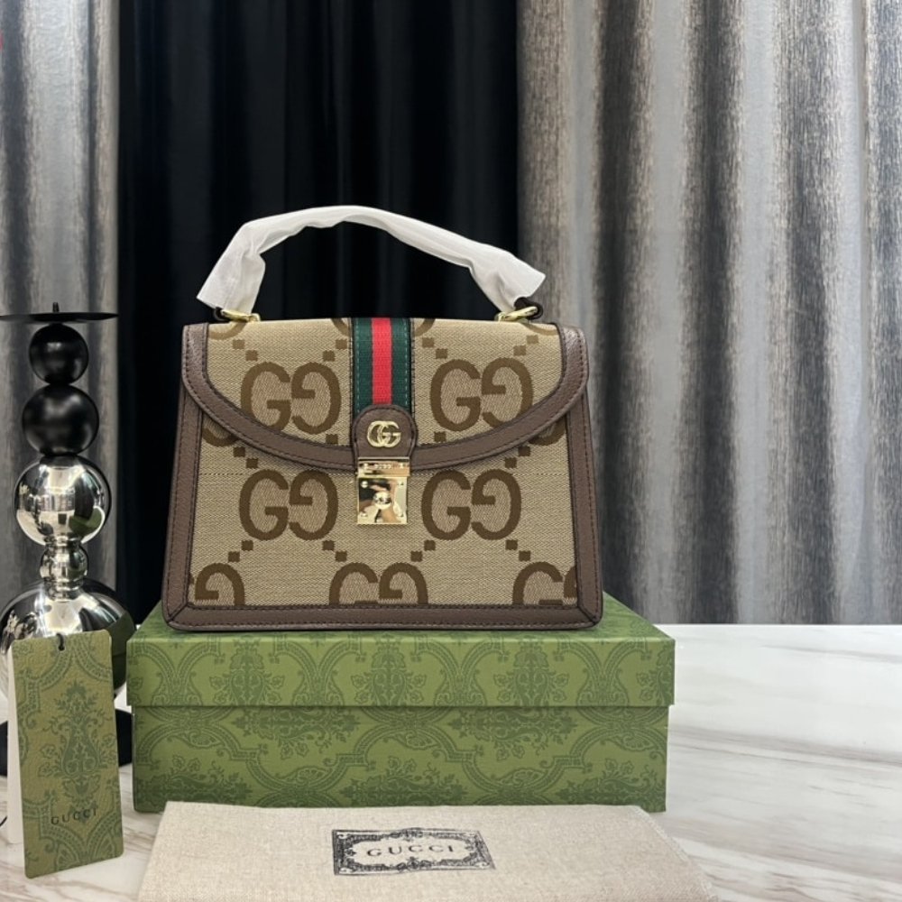 Gvc*1 Ophidia Small Jumbo Gg Bag Camel Ebony 25Cm 651055 Ukmdg 2570