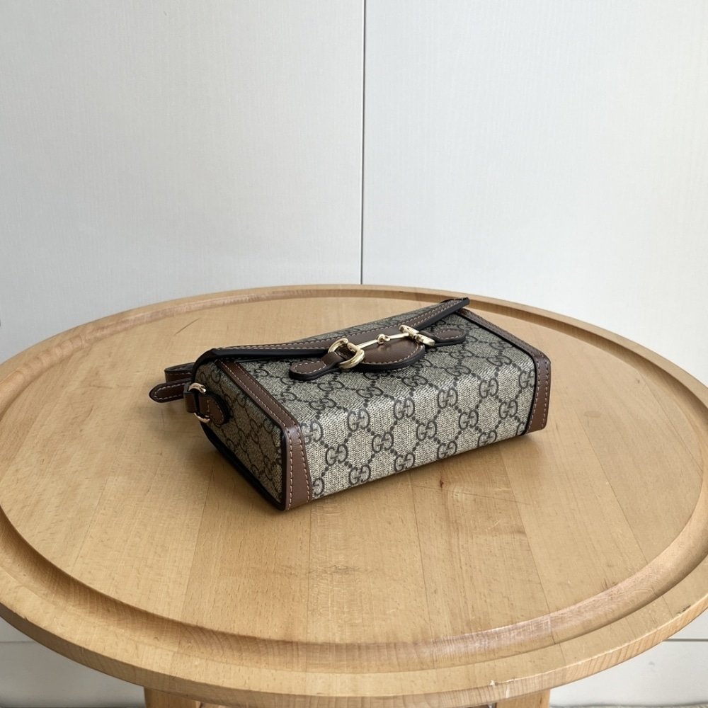 Gvc*1 Horsebit 1955 Mini Bag ‎Beige And Dark Brown Gg Svp*me 18Cm ‎699296 92Tcg 8563