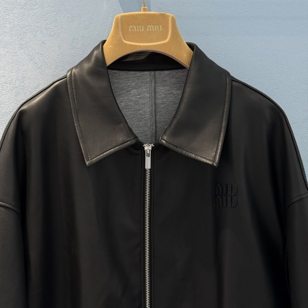 M1um1u Plongé Nappa Leather Jacket Black Mpv947 17Nh F0002 S Ooo