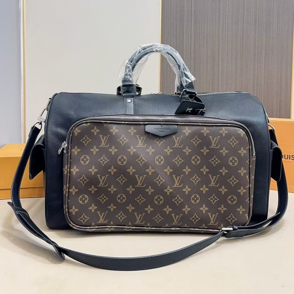 L0vis Vvtt0n Keepall Bandoulière 50 Black And Brown 50Cm