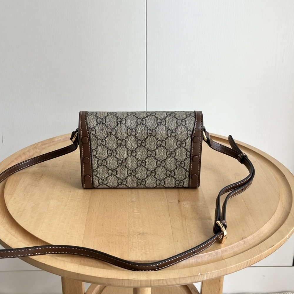 Gvc*1 Horsebit 1955 Mini Bag ‎Beige And Dark Brown Gg Svp*me 18Cm ‎699296 92Tcg 8563