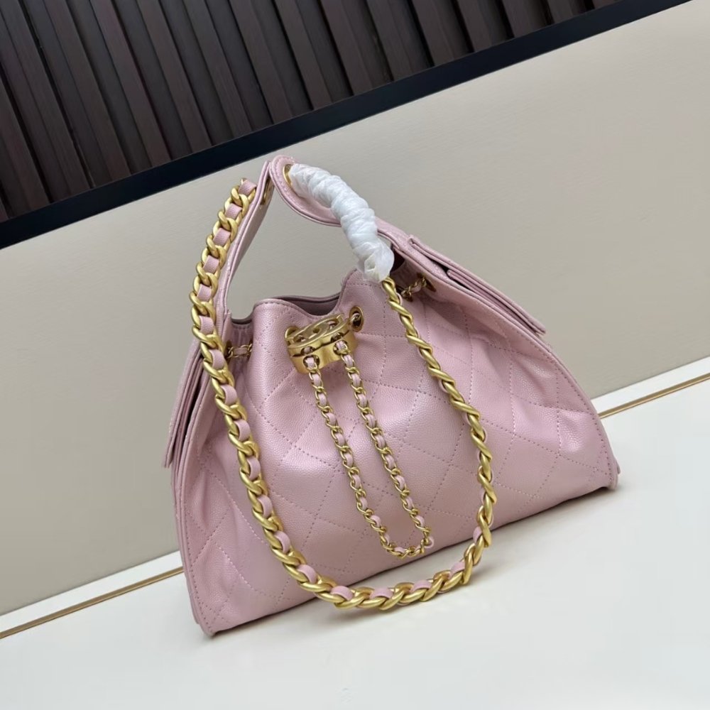 Ch**el 25 Small Handbag Grained And Gold Tone Metal Light Pink 26Cm AS5293 B20304 NAGEO