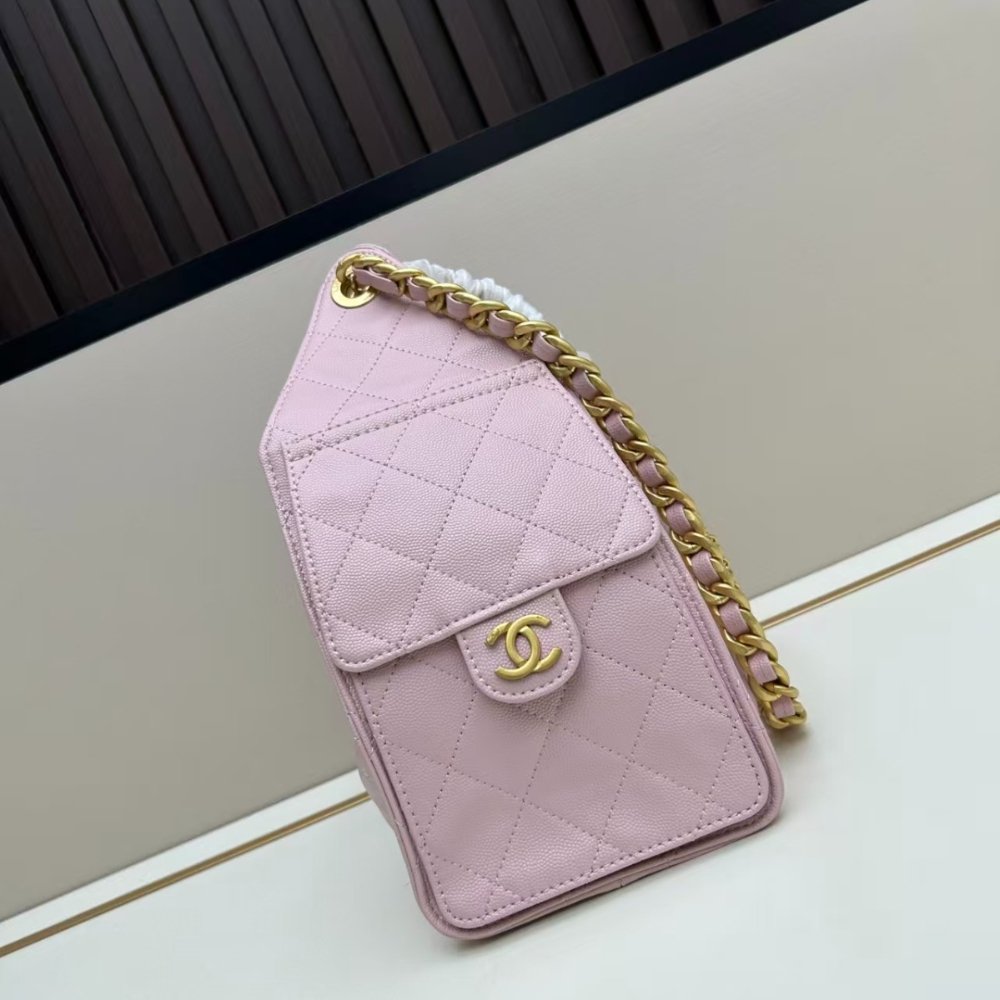 Ch**el 25 Small Handbag Grained And Gold Tone Metal Light Pink 26Cm AS5293 B20304 NAGEO