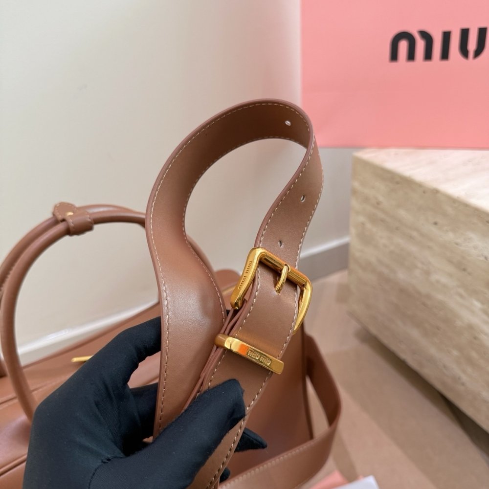 Miu Miu Beau Cognac Beau Leather Bag 34Cm 5BB117 2CRW F0046 V MON
