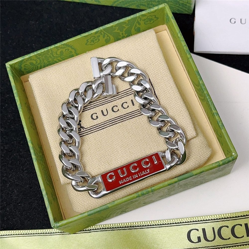 Gvc*1 Sterling Silver Logo Bracelet Red 814980 J8410 8166