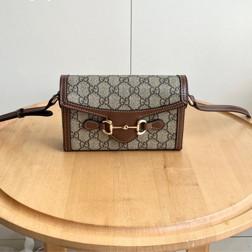 Gvc*1 Horsebit 1955 Mini Bag ‎Beige And Dark Brown Gg Svp*me 18Cm ‎699296 92Tcg 8563