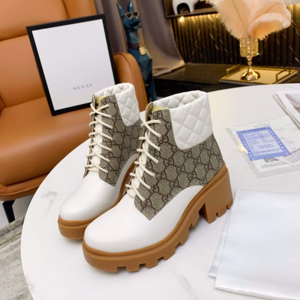 Gvc*1 Wmns Gg Ankle Boot Beige White 659691 Uc810 9066