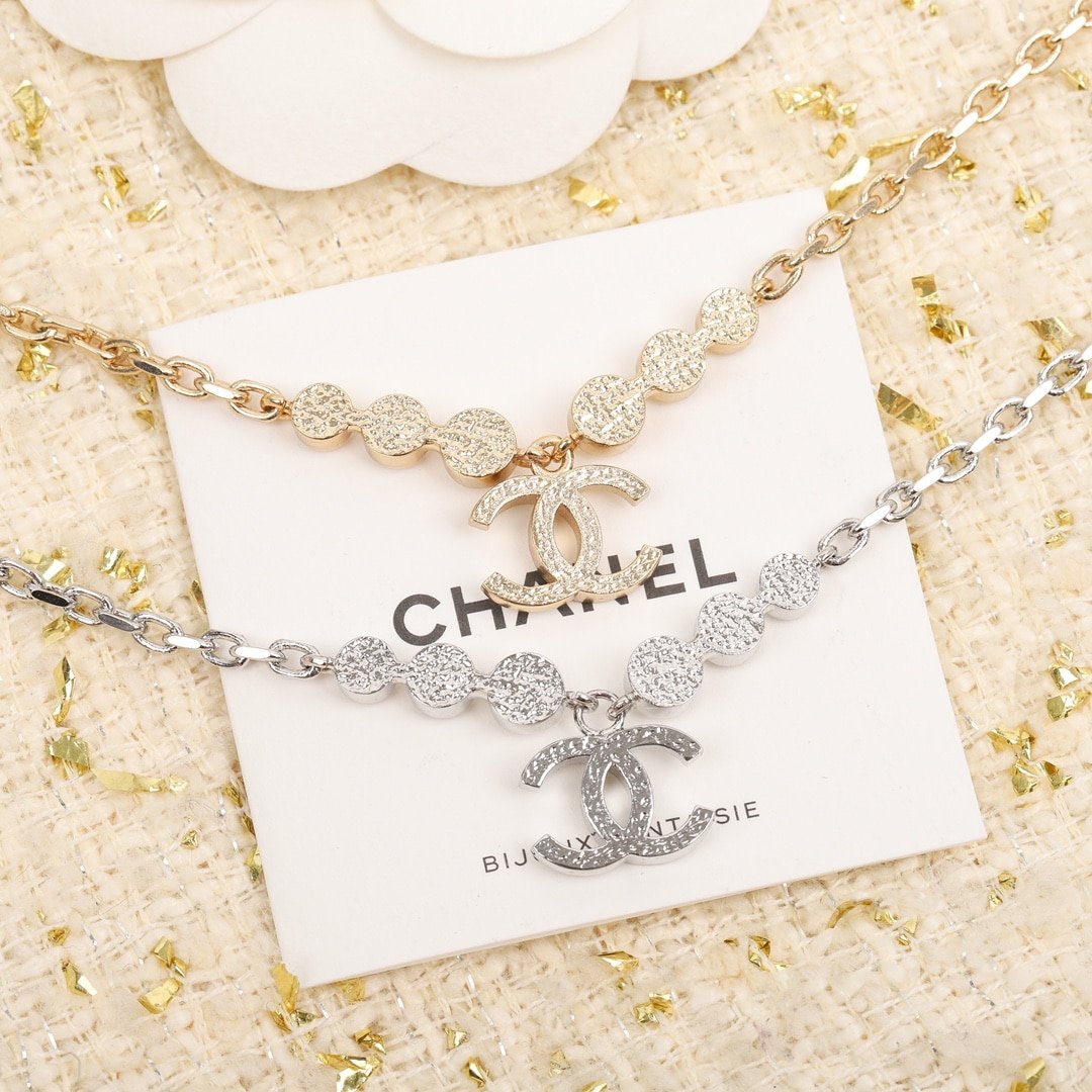 Ch**el Cc Silver Metal Necklace