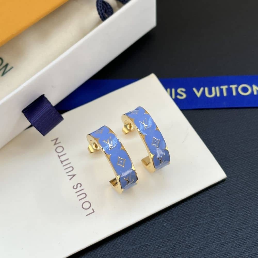 L0vis Vvtt0n Nanogram Enamel Earrings Blue M01832