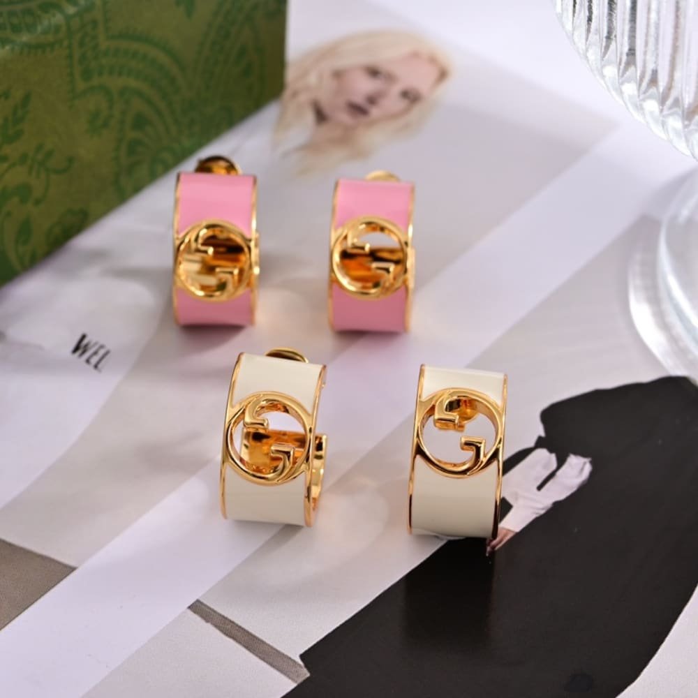 Gvc*1 Blondie Enamel Hoop Earrings Pink 796764 J1630 8075