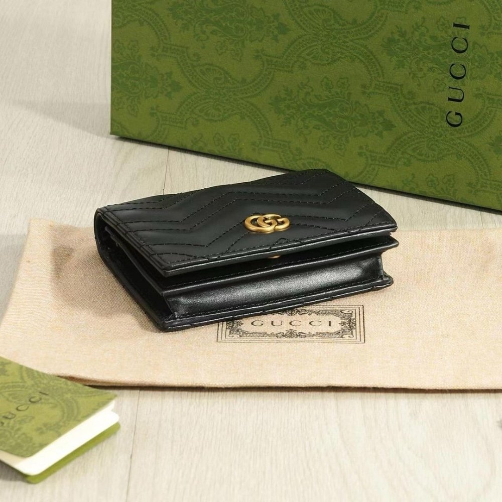 Gvc*1 Gg Marmont Card Case Wallet Black 11Cm 466492 Dtd1T 1000