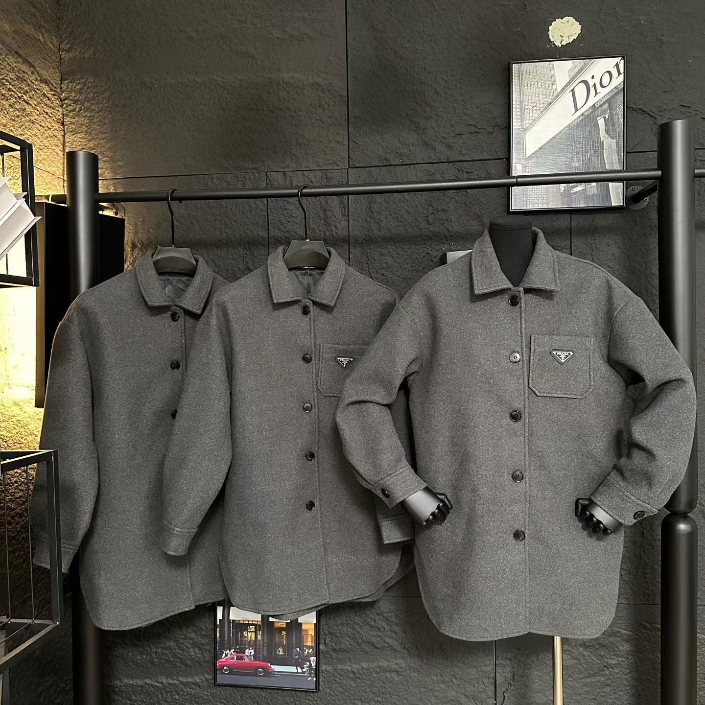 Pra*a Single Breasted Cashgora Coat Gray