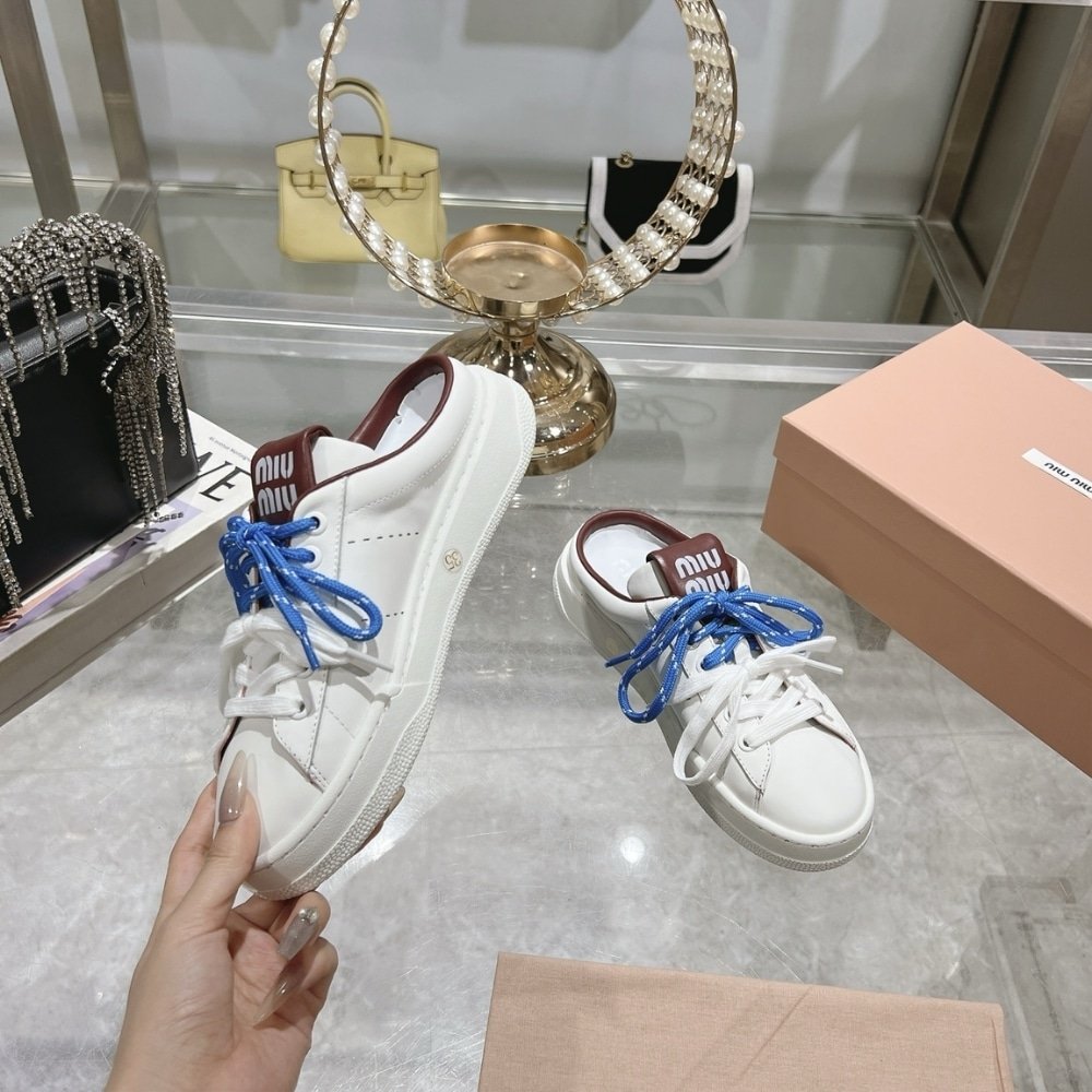 M1um1u Sneaker Mules White And Crimson 5E413E 3L48 F0C65 F 005