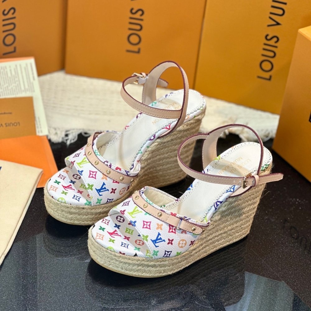 L0vis Vvtt0n X Takashi Murakami Helios Wedge Sandal White 1Agyx0