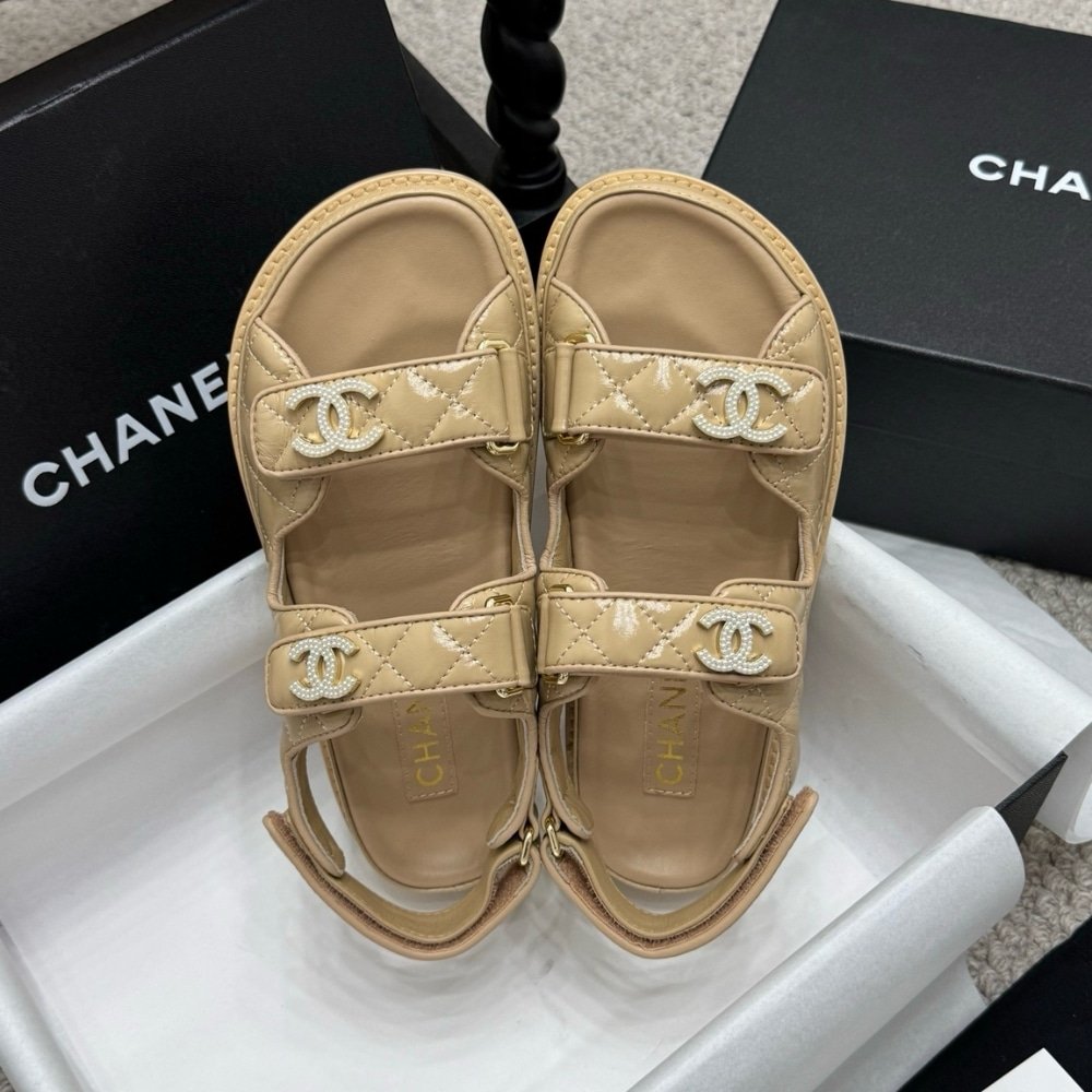 Ch**el Sandal Shiny Beige G35927 B20276 U0450