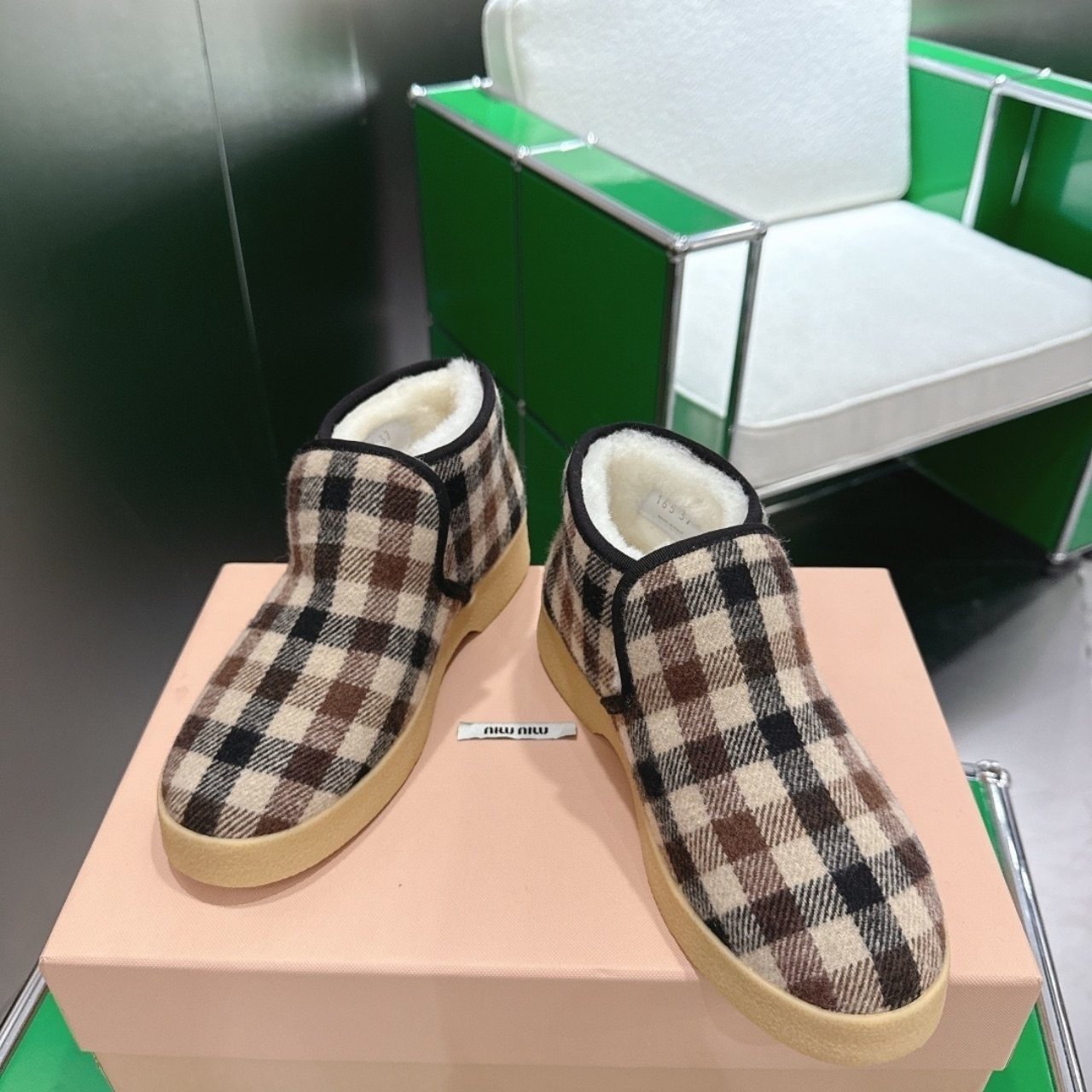 M1um1u Wool And Shearling Slip On Booties Camel Beige 5T558E 3Zkt F0Kqf F 020