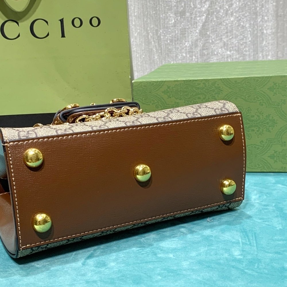Gvc*1 Horsebit 1955 Mini Top Handle Bag Light Brown 22Cm 703848 9Aaaj 8563