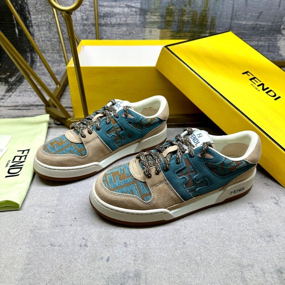 F**di Match Sneaker Beige And Blue