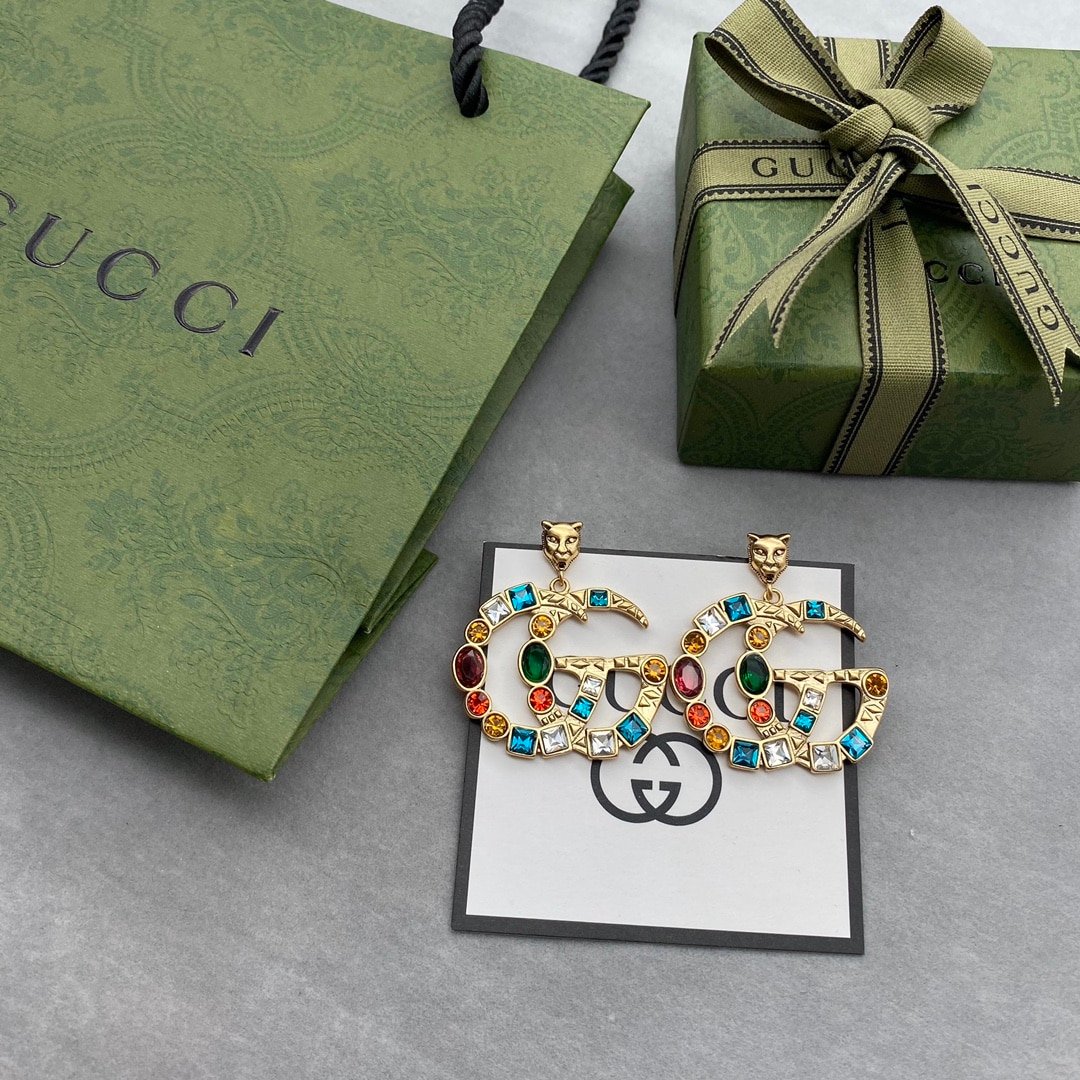 Gvc*1 Gg Crystal In Gold Earrings