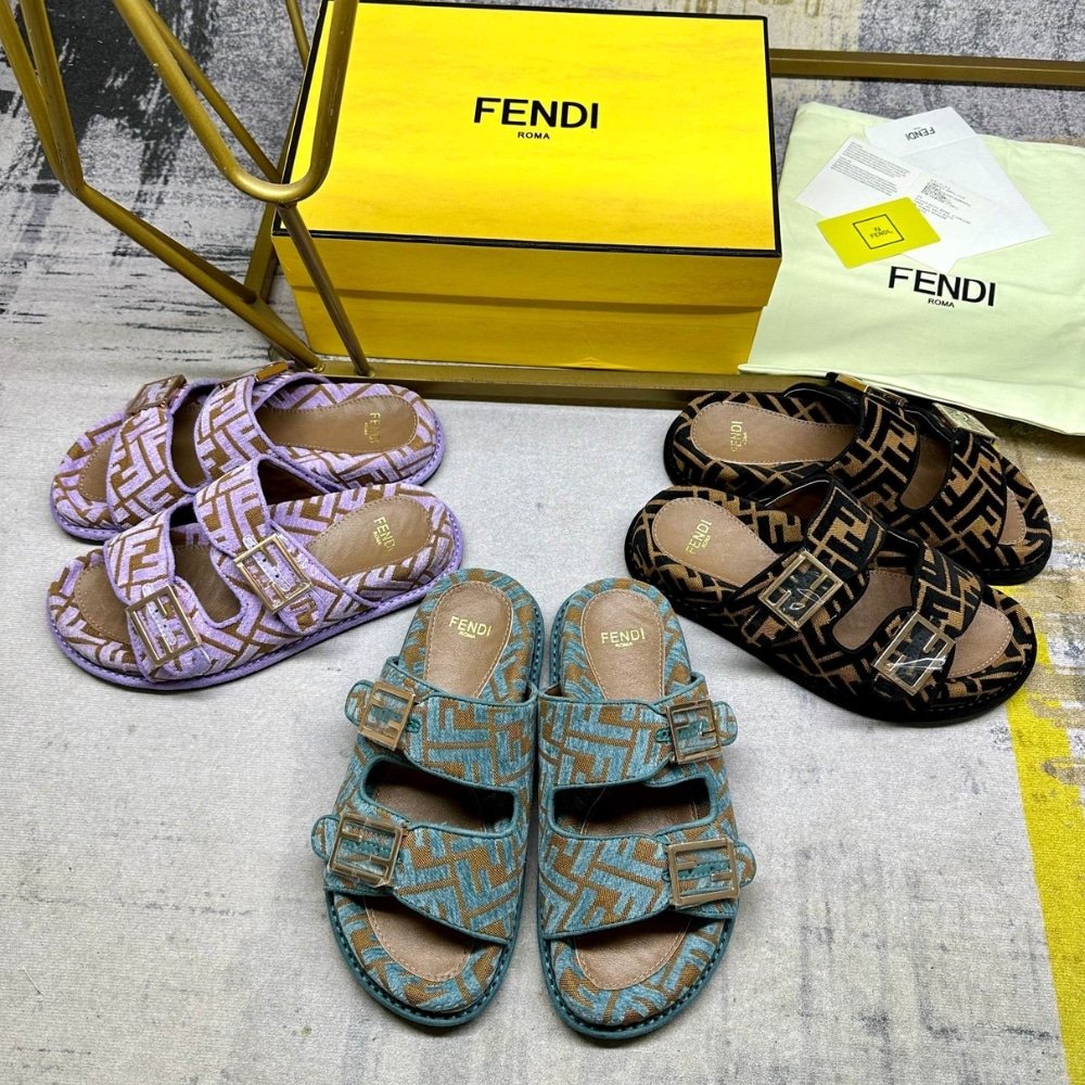 F**di Feel Ff Jacquard Velvet Slides Light Blue 8X8326Aotmf1R88