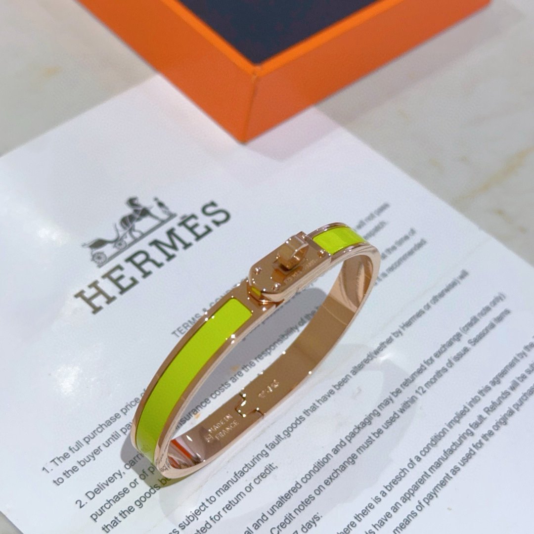 H**me5 Mini Clic Kelly Bracelet Green And Rose Gold H200004Fo4Spm