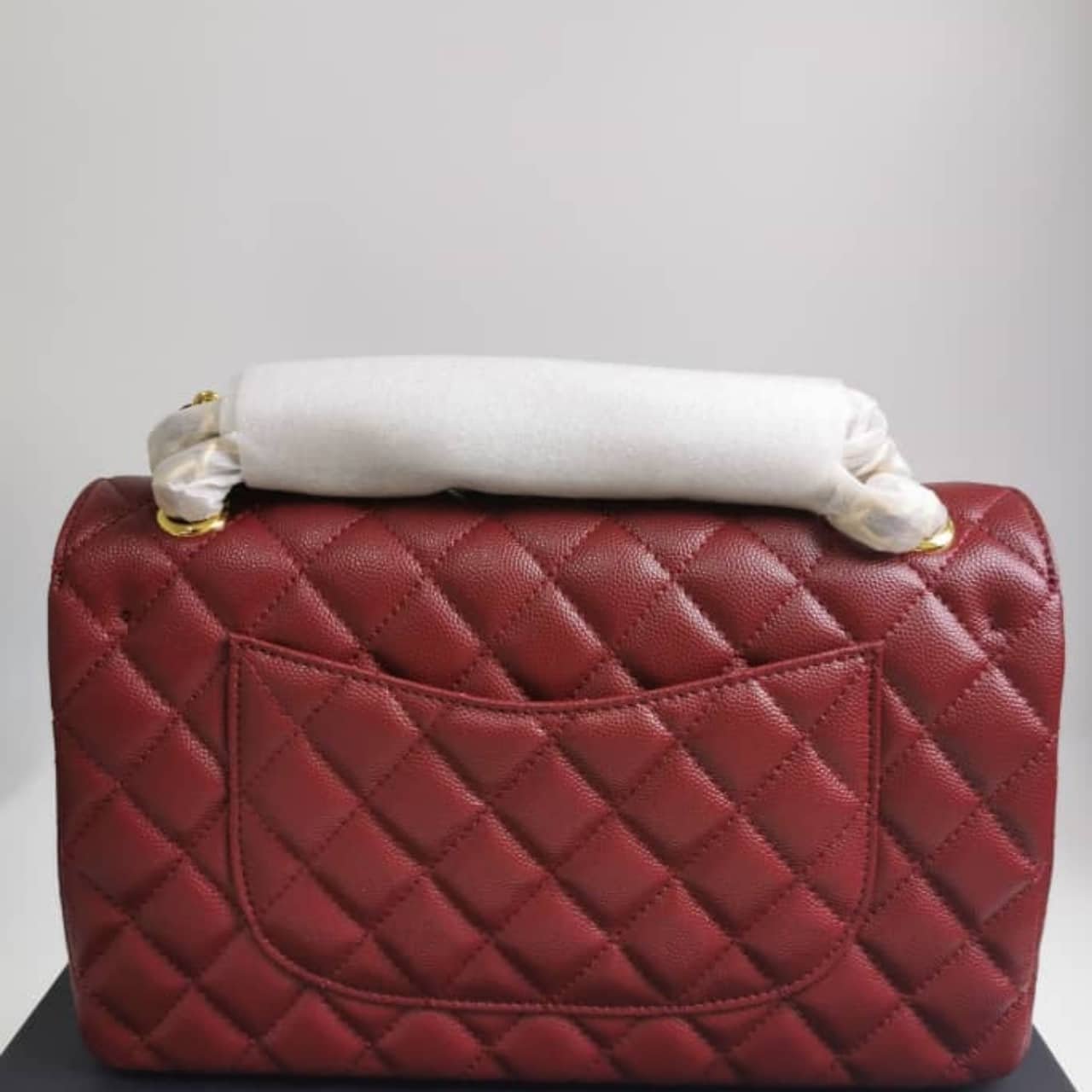 Ch**el Medium Classic Double Flap Burgundy Gold Hardware 25Cm