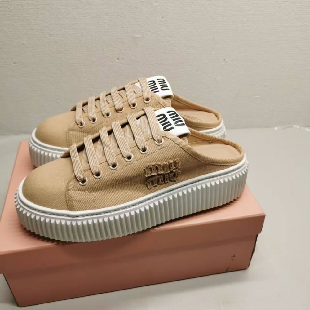 M1um1u Denim Sneaker Mules Colonial Beige 5E390E 3Ars F0044 F 005