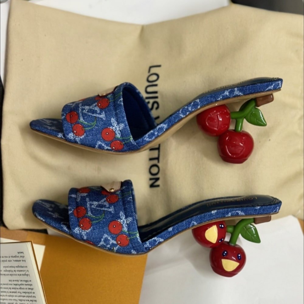 L0vis Vvtt0n X Takashi Murakami Lily Mule Denim Blue 1Ahltf