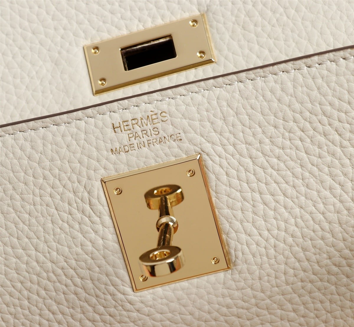 H**me5 Kelly White Sellier Rouge Epsom Gold Hardware 25Cm