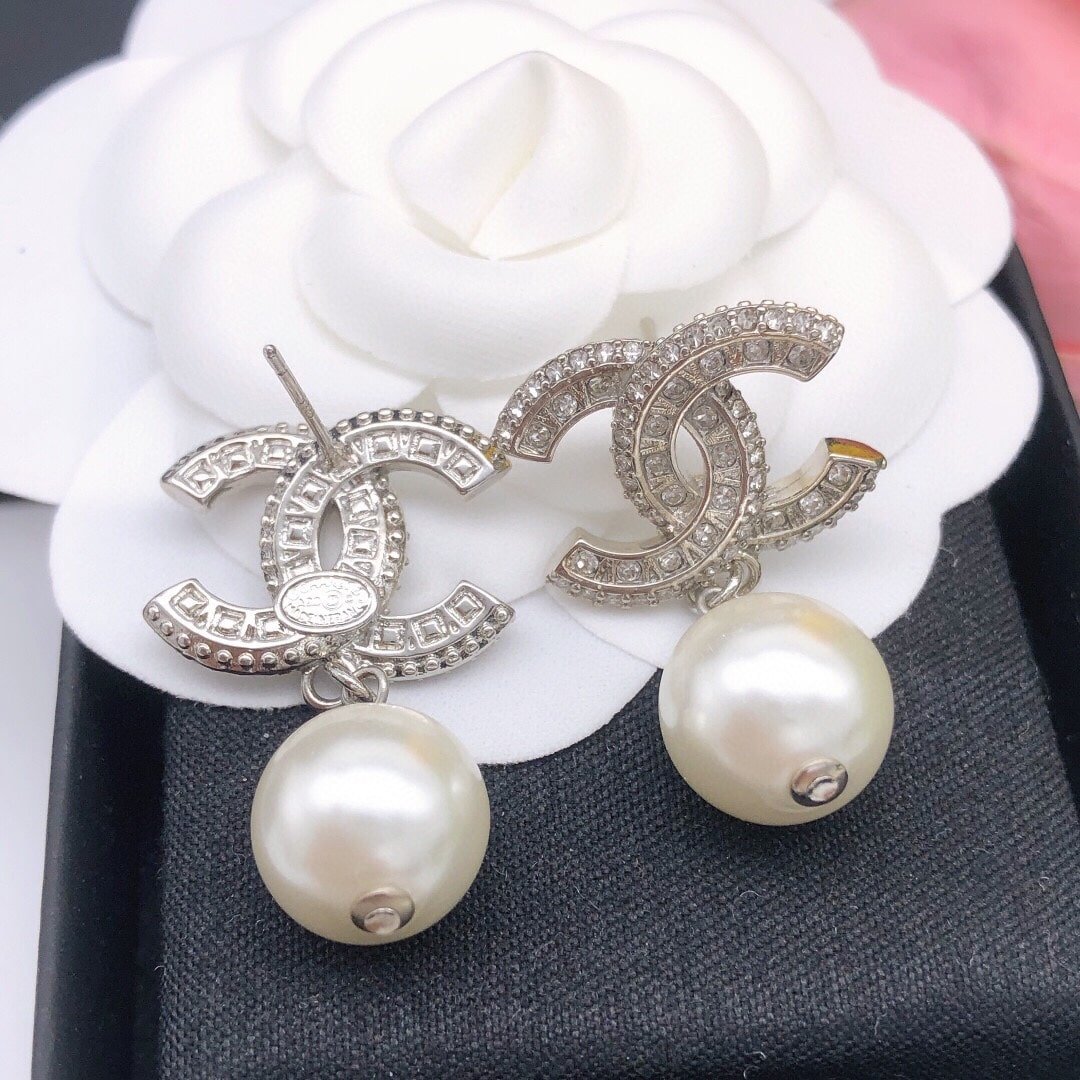 Ch**el Cc Silver Earrings