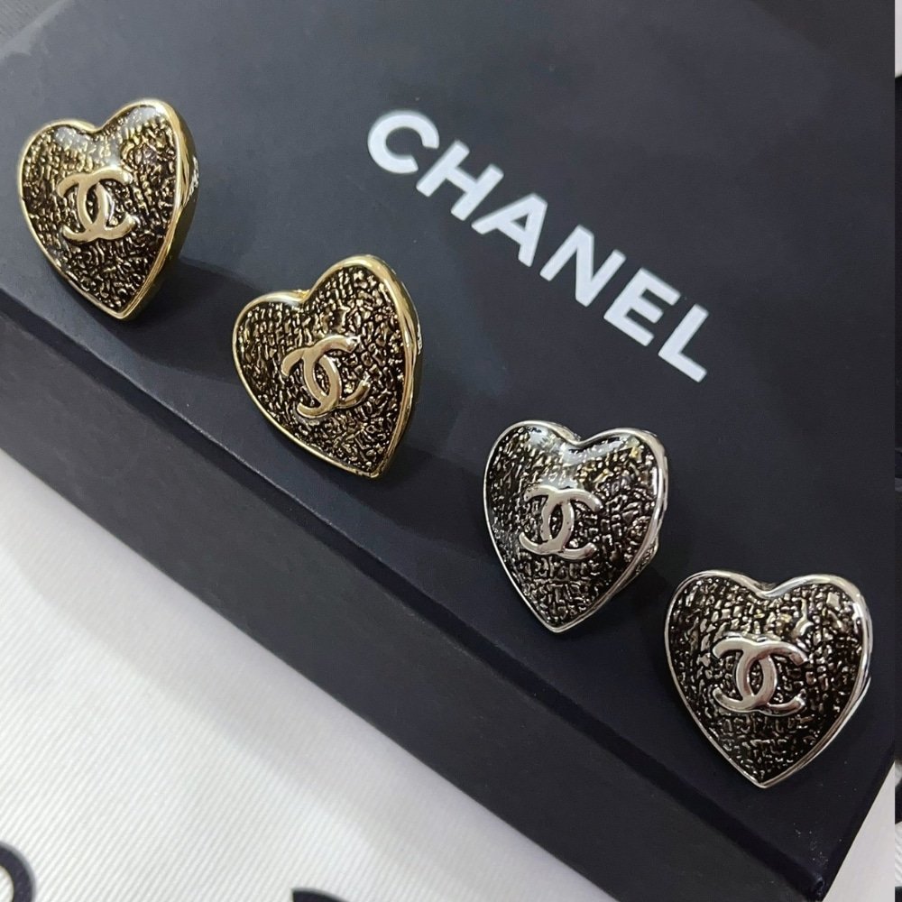 Ch**el Stud Earrings Silver And Black