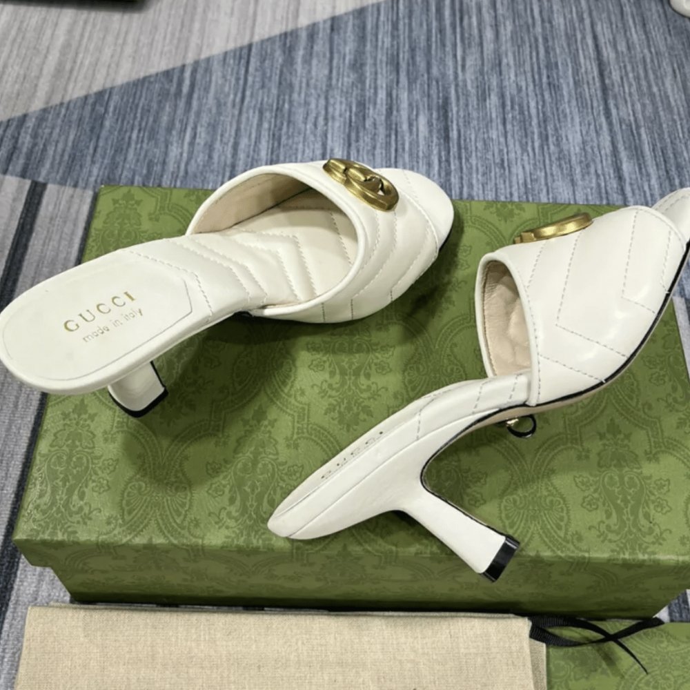 Gvc*1 Marmont Double G Slide Sandal White 674839 Bko00 1000