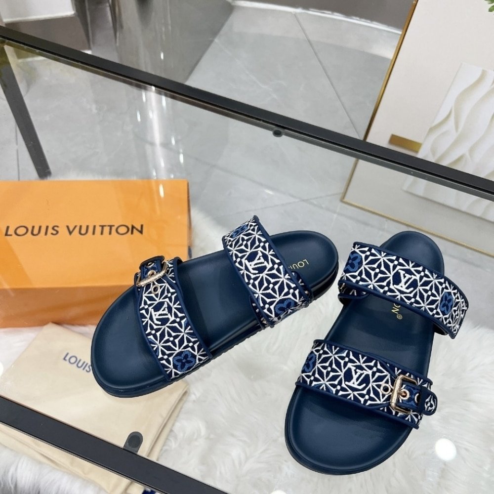L0vis Vvtt0n Bom Dia Flat Comfort Mule Navy Blue 1Ahmc7
