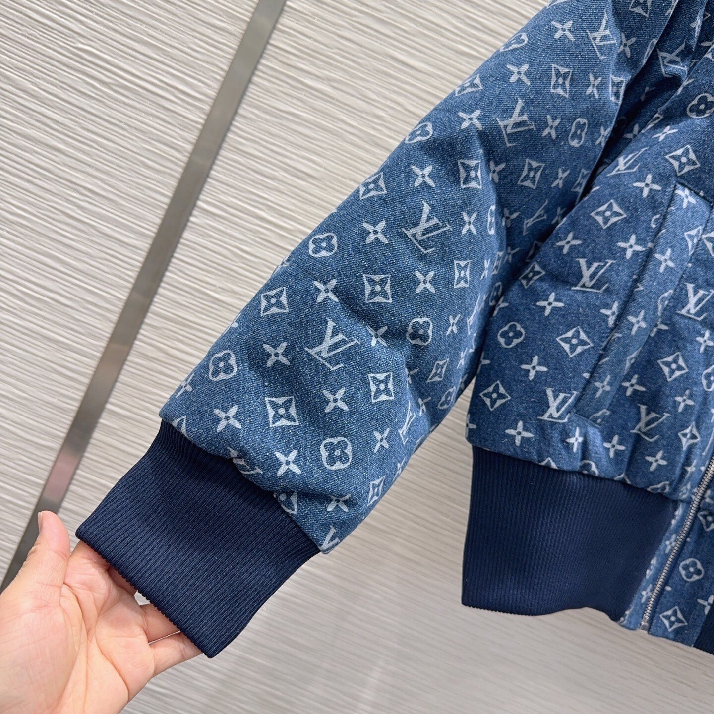 L0vis Vvtt0n Monogram Blue Denim Bomber Jacket