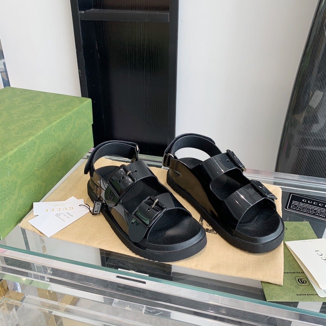 Gvc*1 Women’S Mini Double G Sandal Rubber ‎Black 660243 J8700 1000
