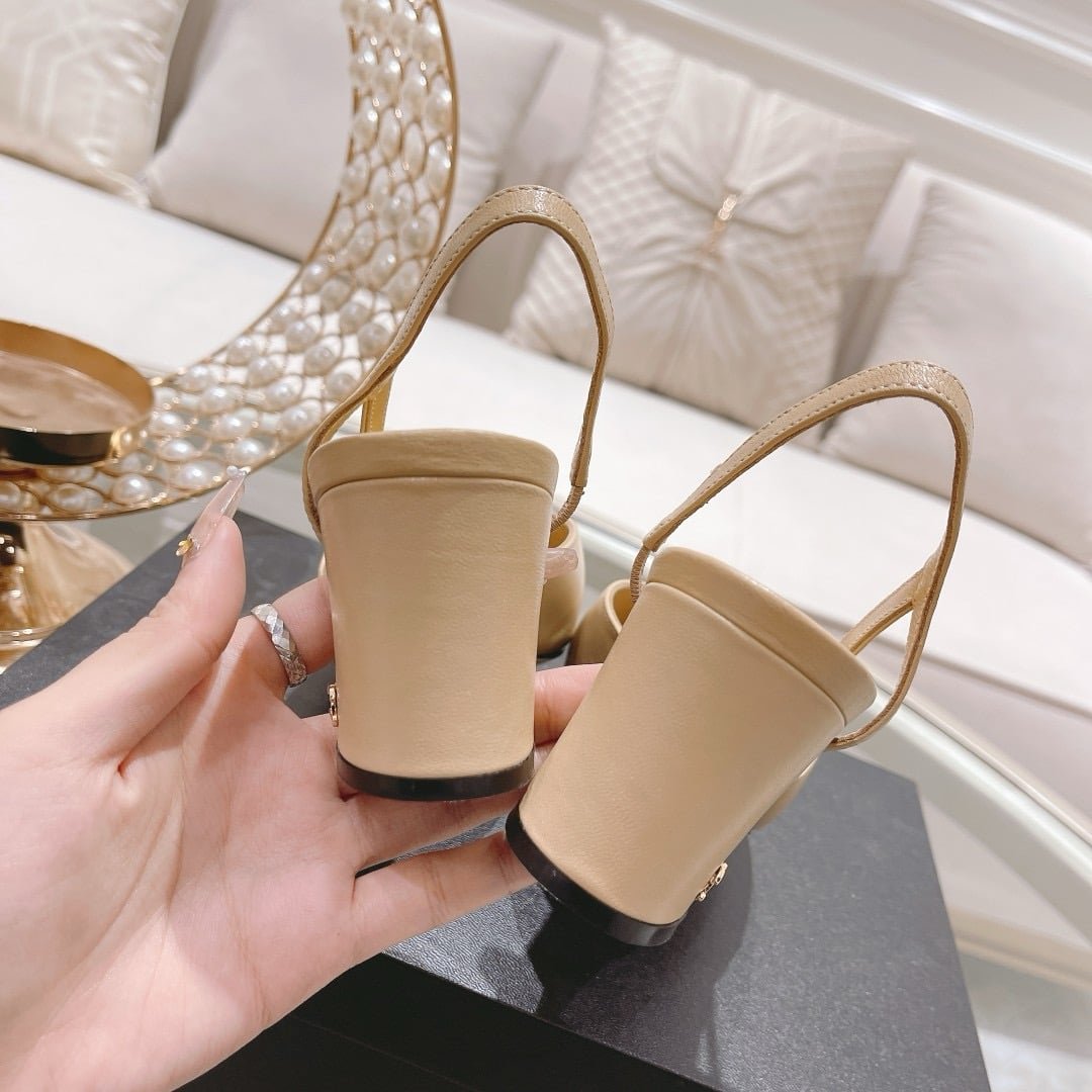 Ch**el Slingbacks Grosgrain Beige And Black G31318 Y50006 C8378