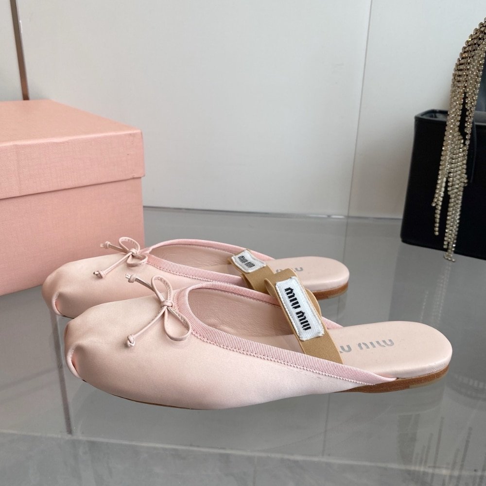 M1um1u Satin Ballerina Mules Orchid Pink 5F451E Qu6 F0615 F 005